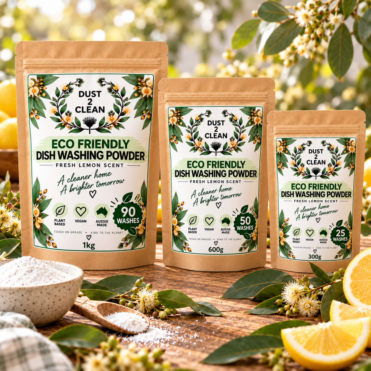 Dust 2 Clean dishwashing powder range - 300g, 600g and 1kg