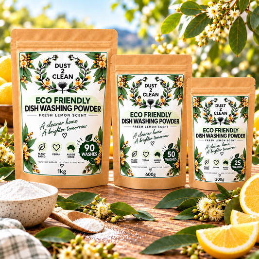 Dust 2 Clean fresh lemon dishwashing powder – 1 kg, 600 g and 300 g kraft pouches